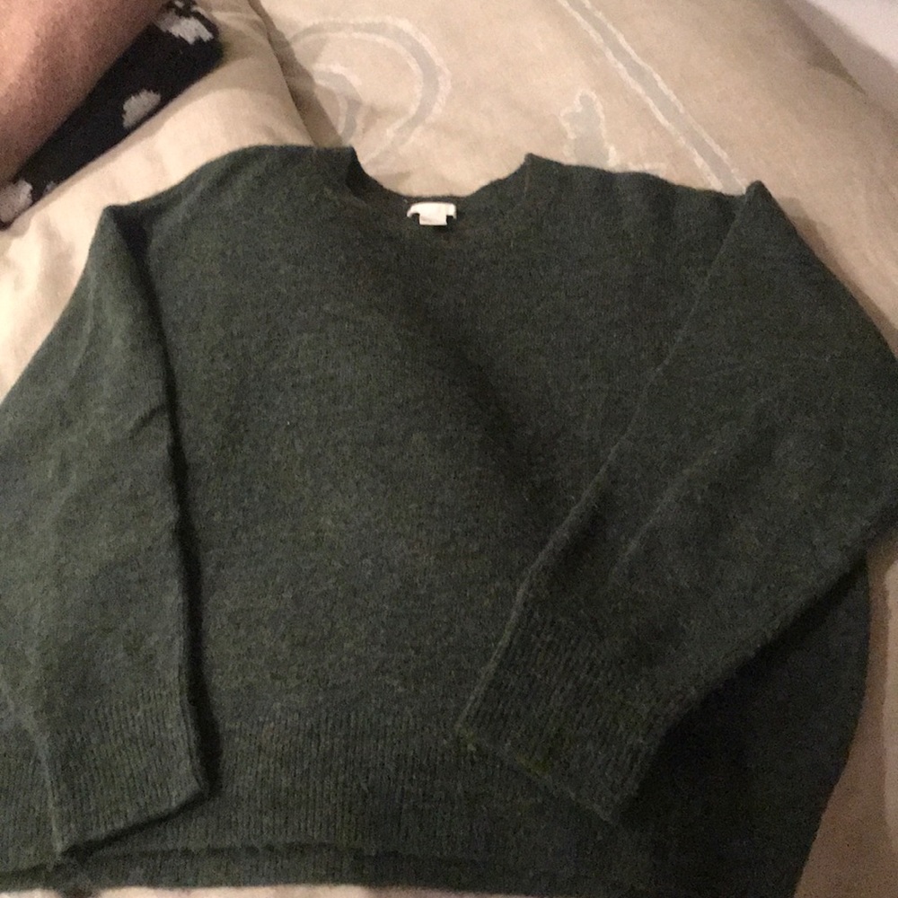 H & M wool acrylic pullover M green sweater